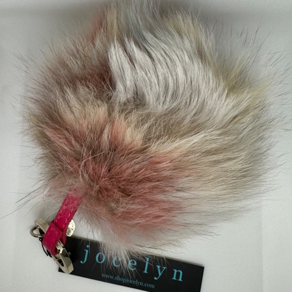 NEW | JOCELYN | FUR Pom-Pom Bag Charm | PUFF Key Holder | Pink Multi - Picture 2 of 8